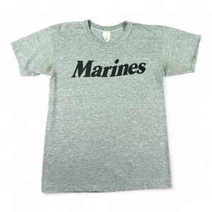 Vintage Marines Shirt Adult MEDIUM Gray Spell Out Military Outdoor USA Made 80s